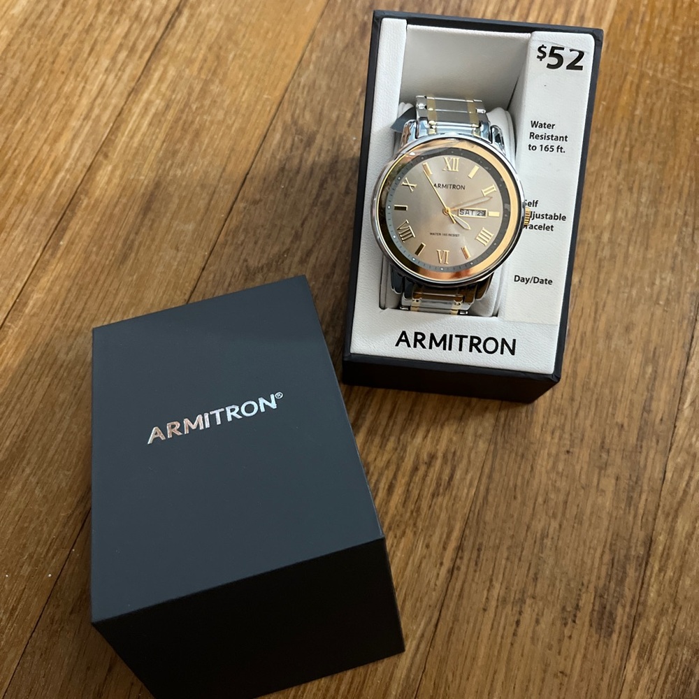 Vintage Armitron Men's Two-Tone Watch with Month & Date - new but needs battery!